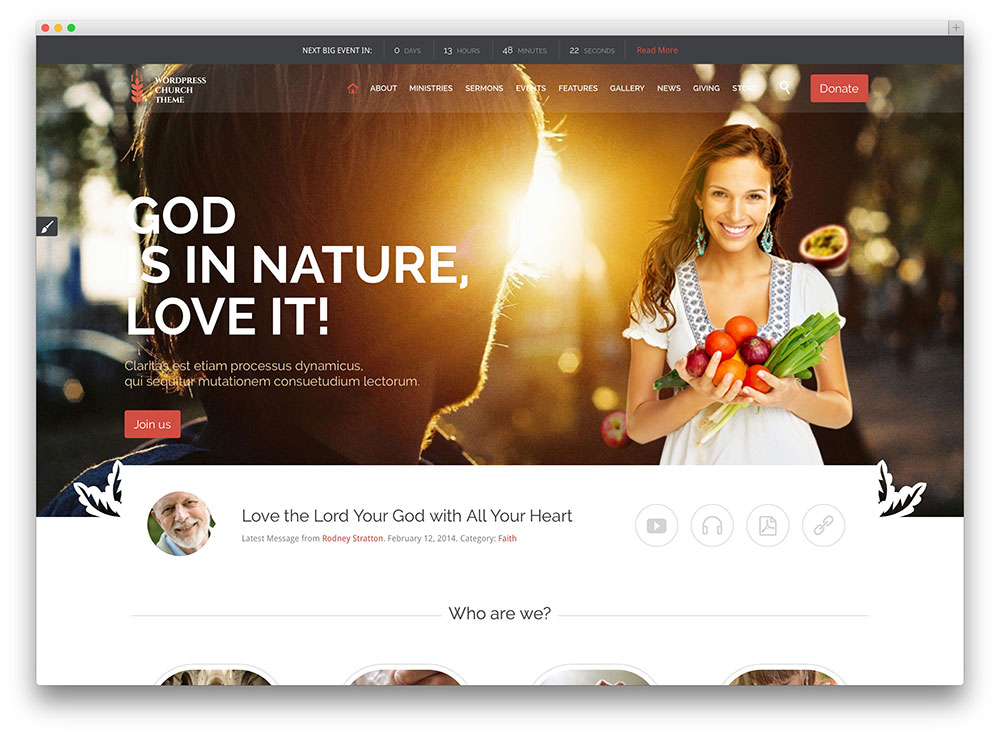 Kirche und Veranstaltungen tugendhaftes WordPress-Theme