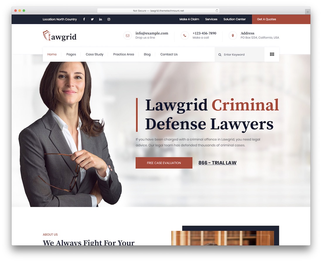 modelo de site de advogado lawgrid