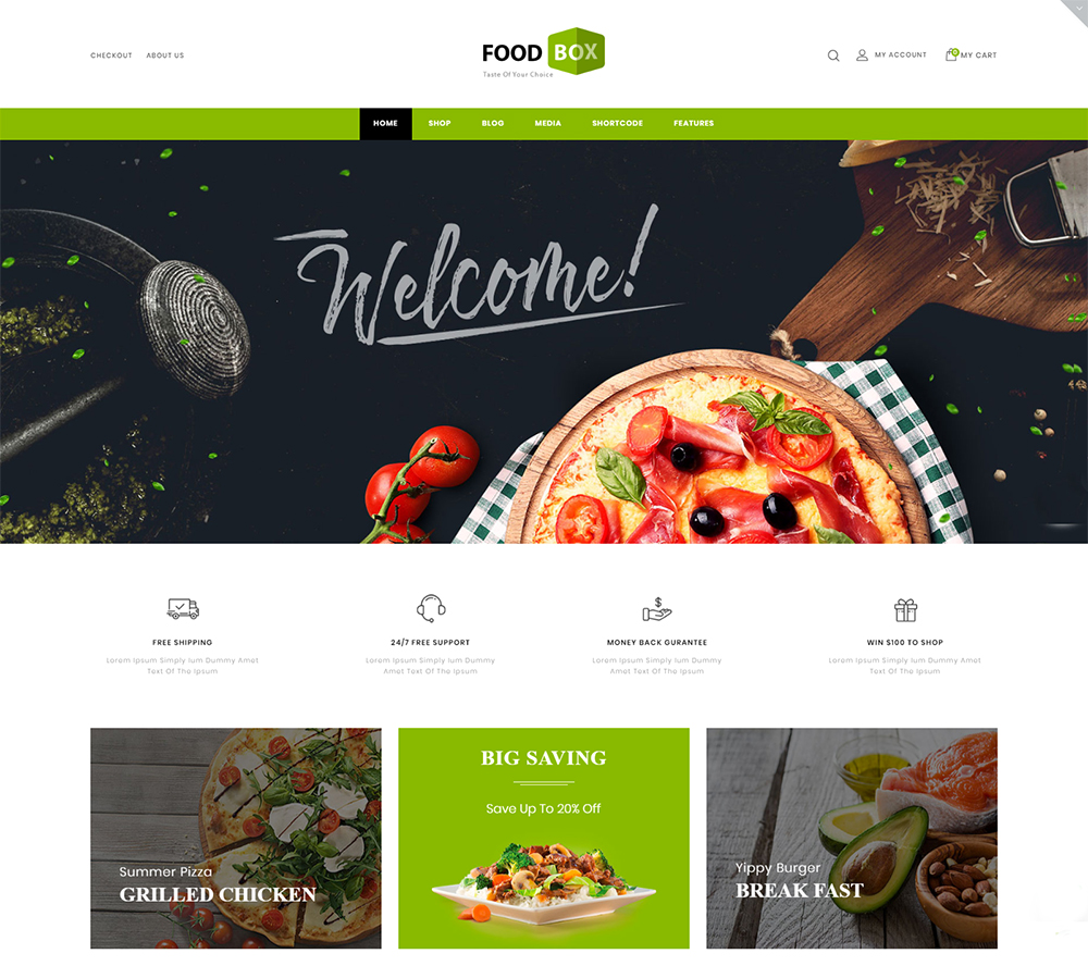 Food Box - 레스토랑 스토어 WooCommerce 테마