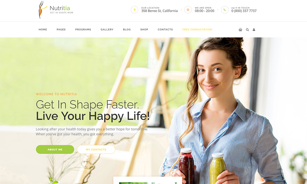 Nutritia - тема WordPress о здоровом питании и диетологии