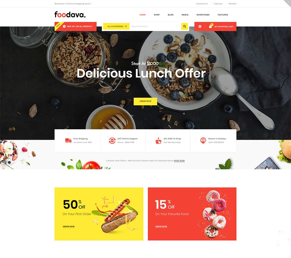 Foodava - Cafe & Restaurant Premium WooCommerce Teması