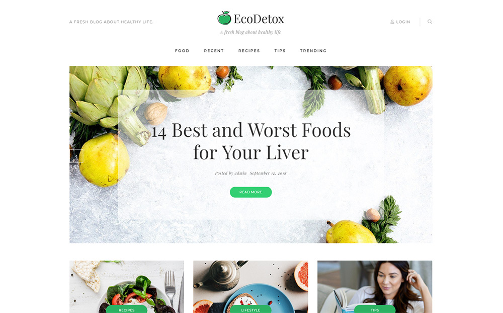 EcoDetox - Gesundes Essen Blog Elementor WordPress Theme