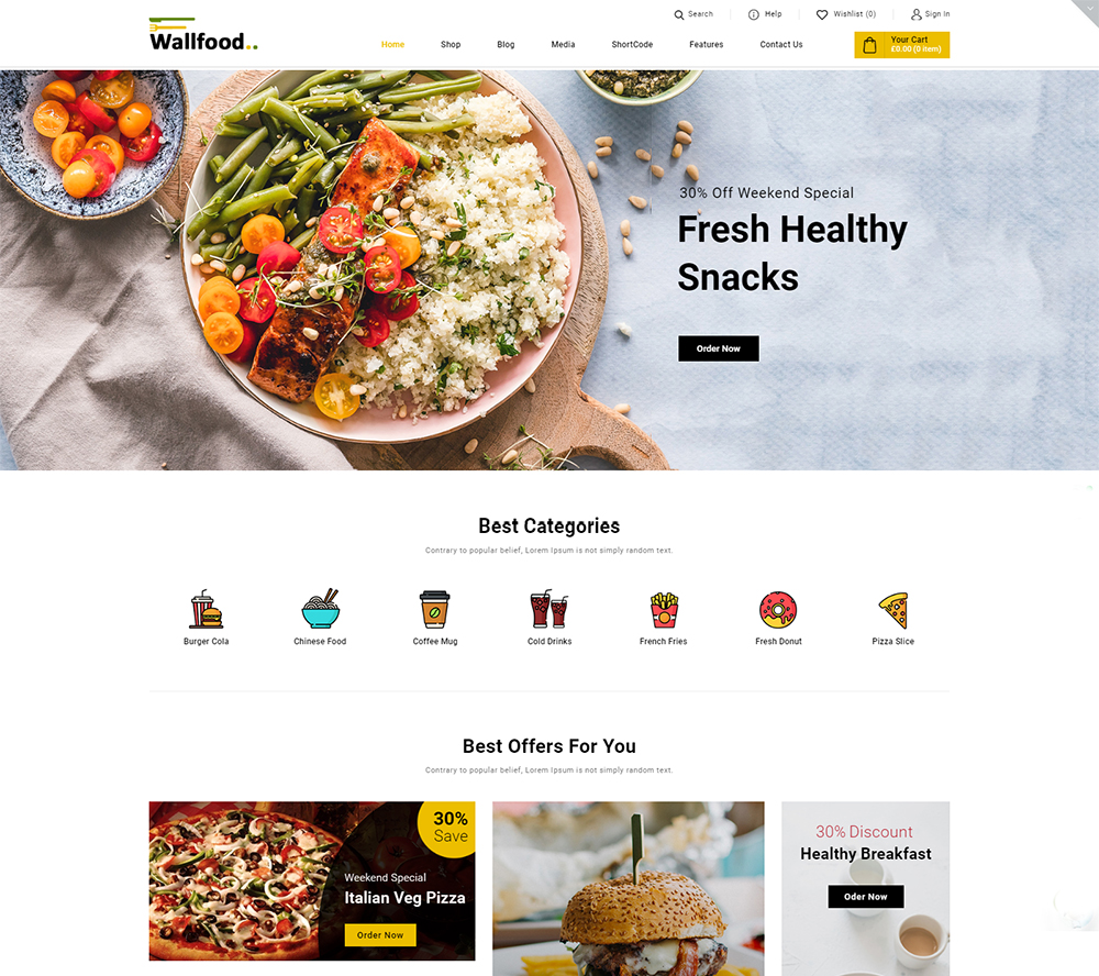 WallFood - Tema WooCommerce del negozio di alimentari e ristoranti