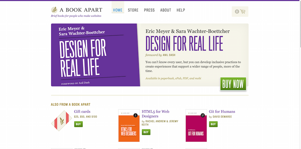 A Book Apart Web sitesi yapanlar için kısa kitaplar.