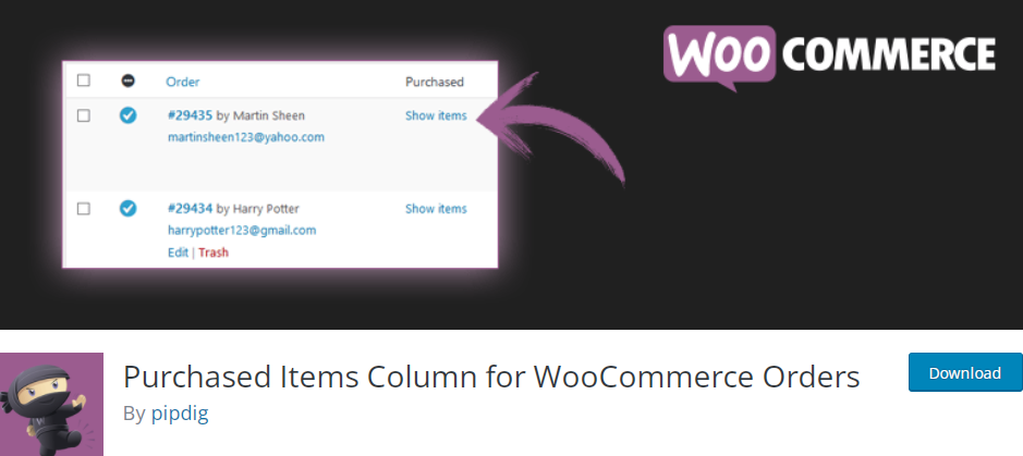 WooCommerce 訂單的已購買項目列