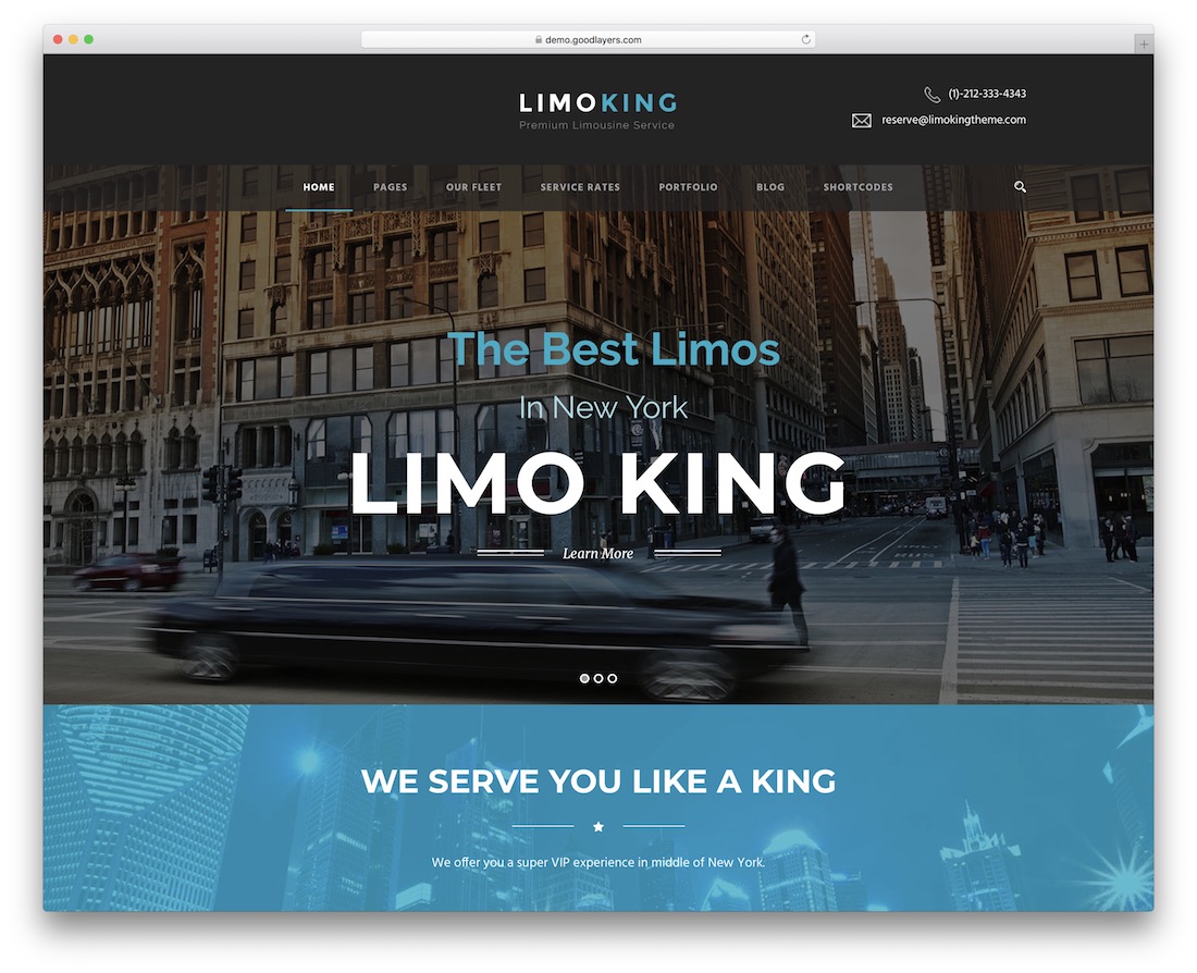 thème wordpress du service de location de voitures de taxi limo king
