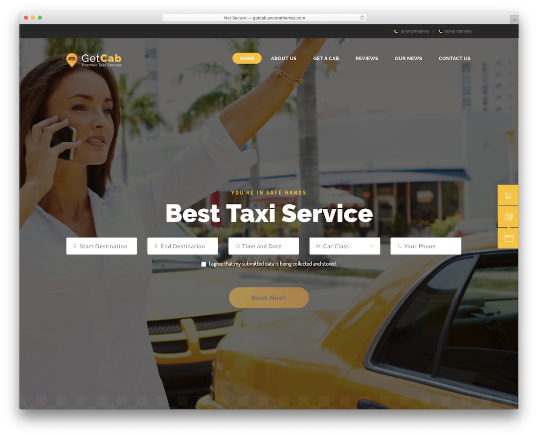 getcab taxi thème wordpress
