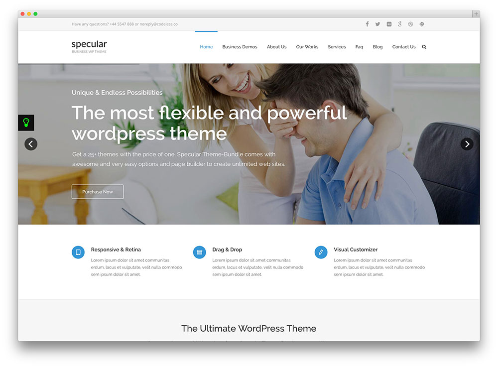 thème wordpress de consultation flexible spéculaire