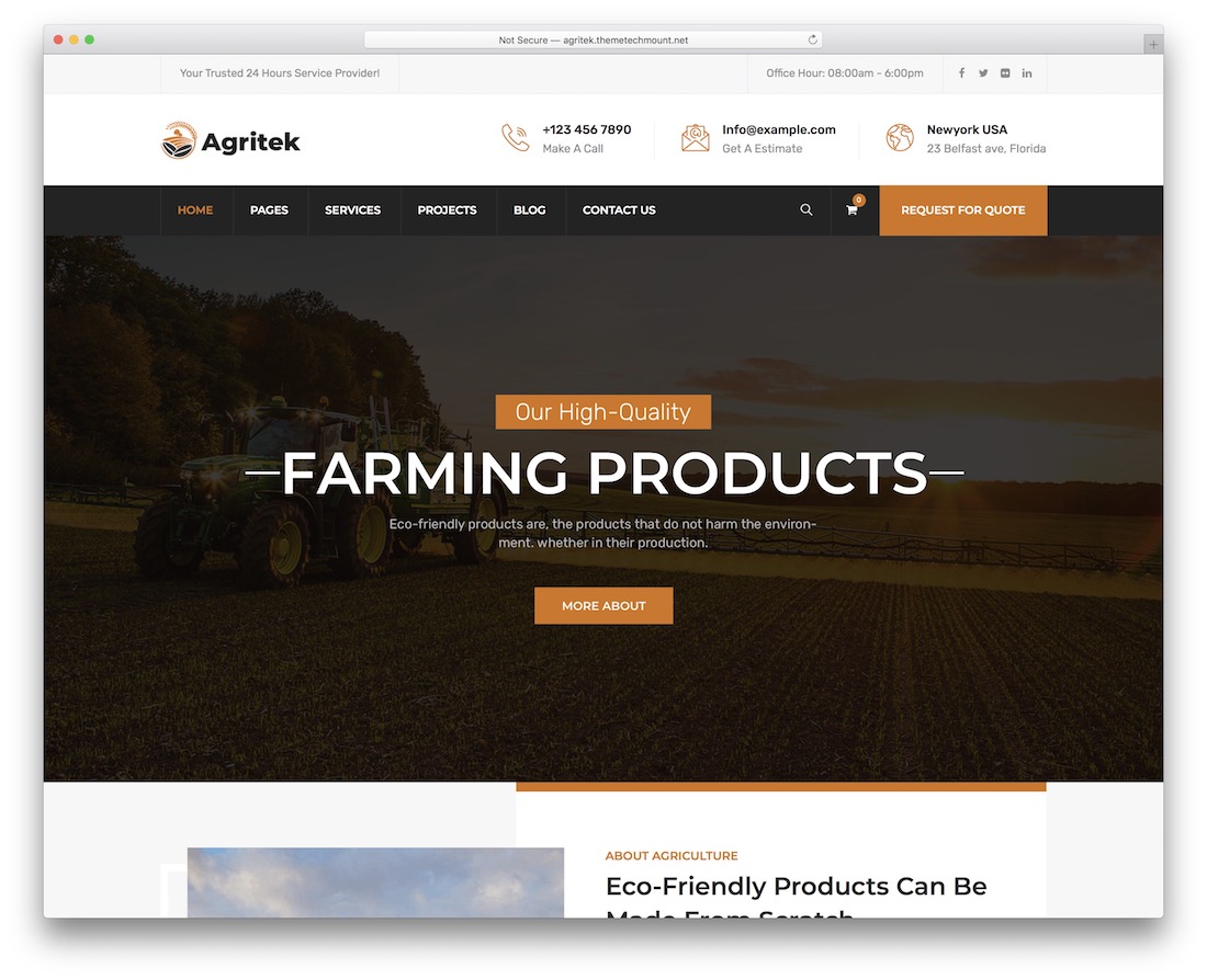 thème wordpress pour l'agriculture agritek