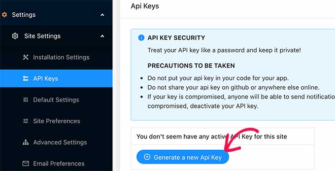Generieren Sie API-Schlüssel