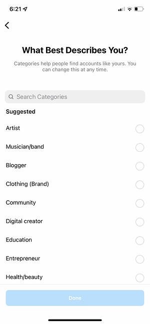 كيفية استخدام رؤى instagram: category