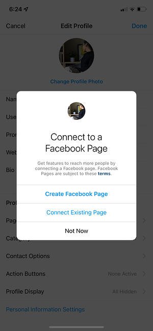 So verwenden Sie Instagram Insights: Verbinden Sie die fb-Seite