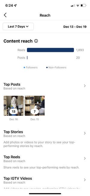 So verwenden Sie Instagram Insights: Inhaltsreichweite