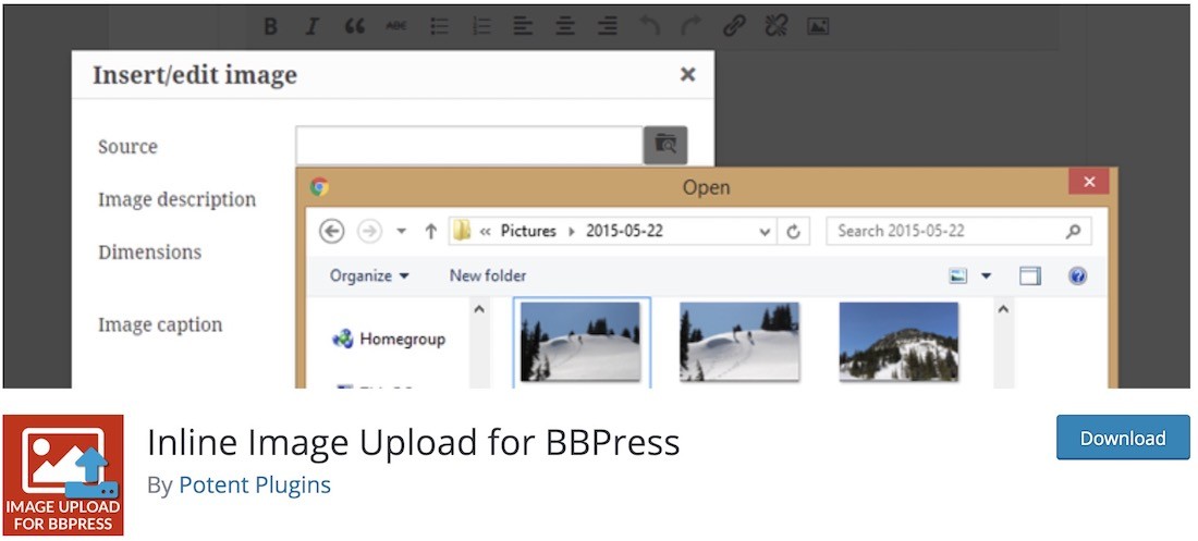 bbpressプラグインのインライン画像アップロード