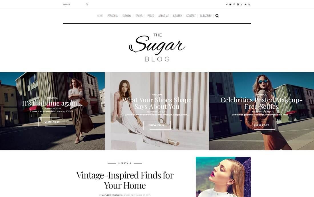 ธีมอินสตาแกรมของ wordpress ของ sugarblog