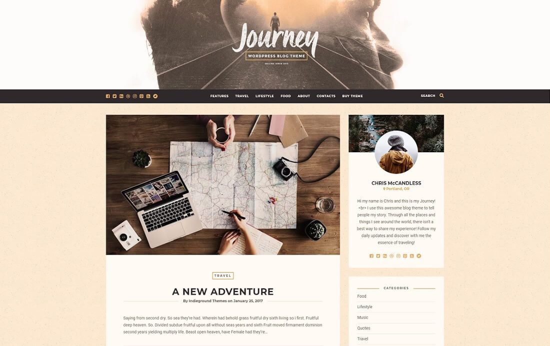 Reise WordPress Instagram Thema