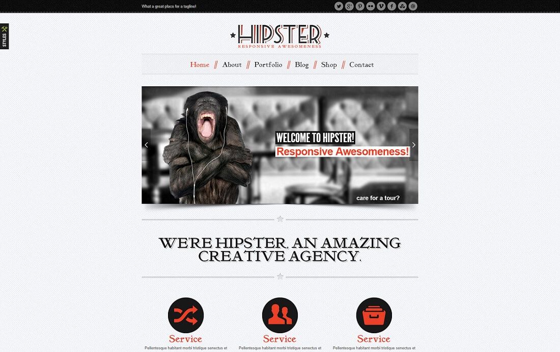 hipsterski motyw wordpress na instagramie