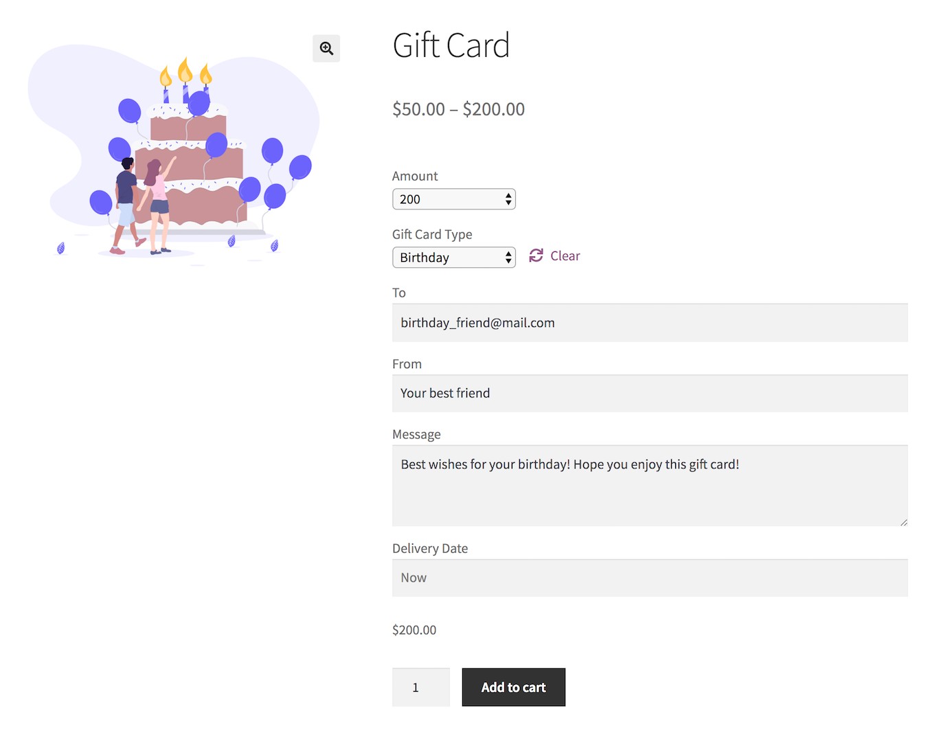 Complementos simples de tarjetas de regalo de WooCommerce