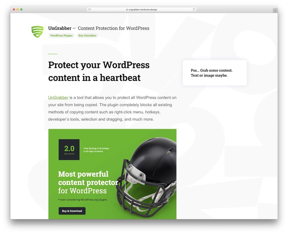 complemento de protección de contenido de wordpress ungrabber