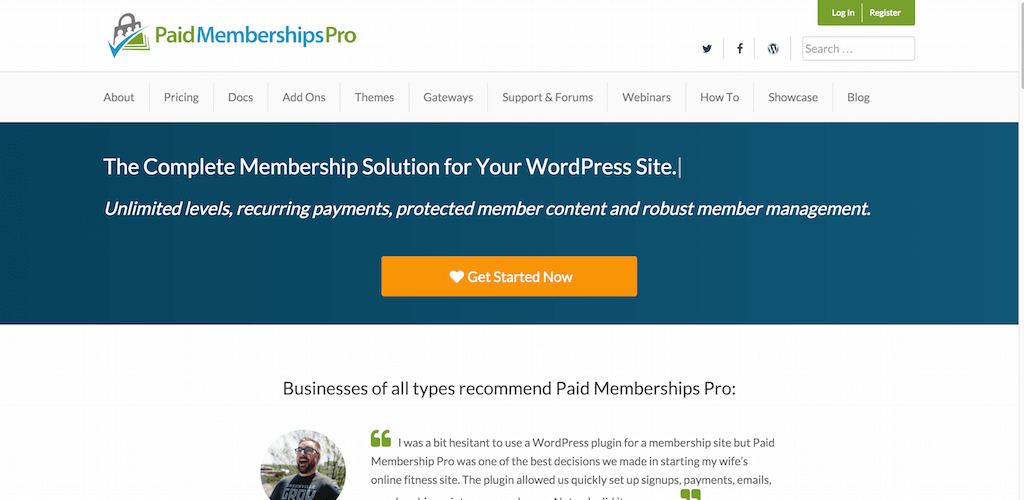 Complemento de membresía de WordPress Reciba pagos con Membresías pagadas Pro