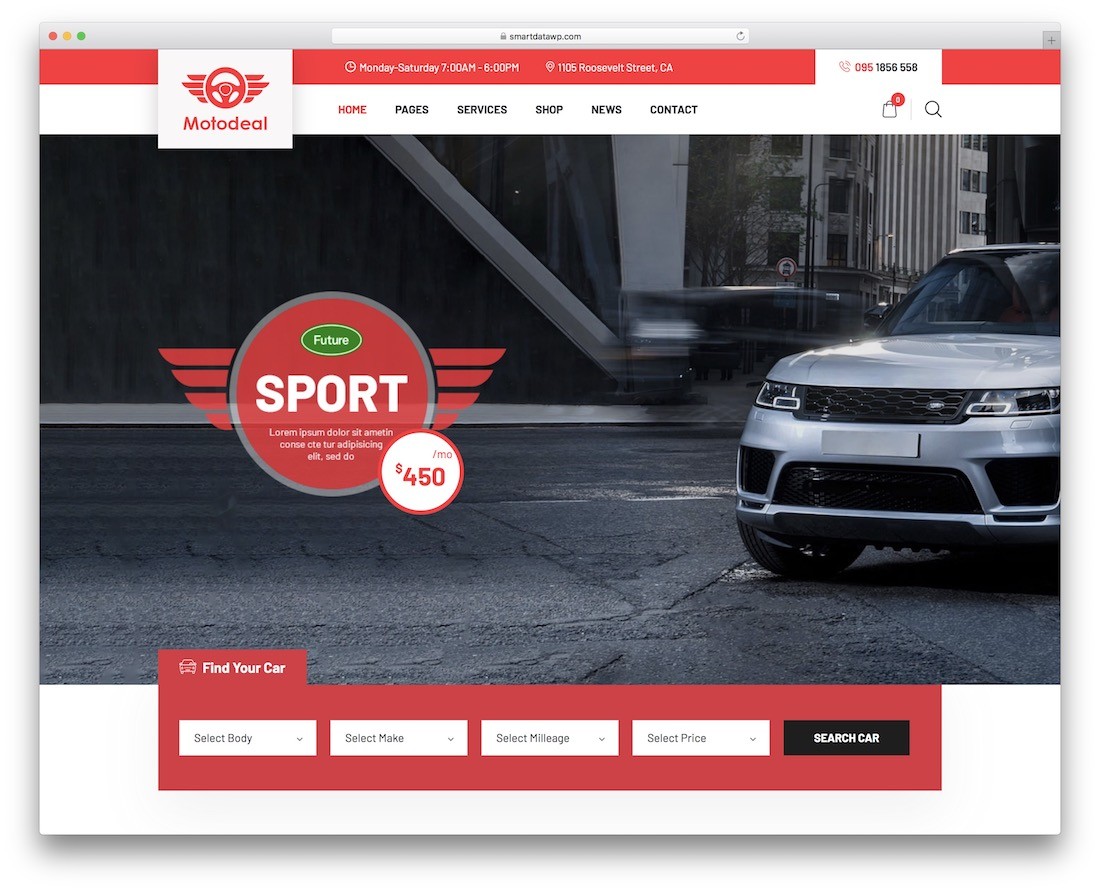 Motyw wordpress dealera samochodów motodeal