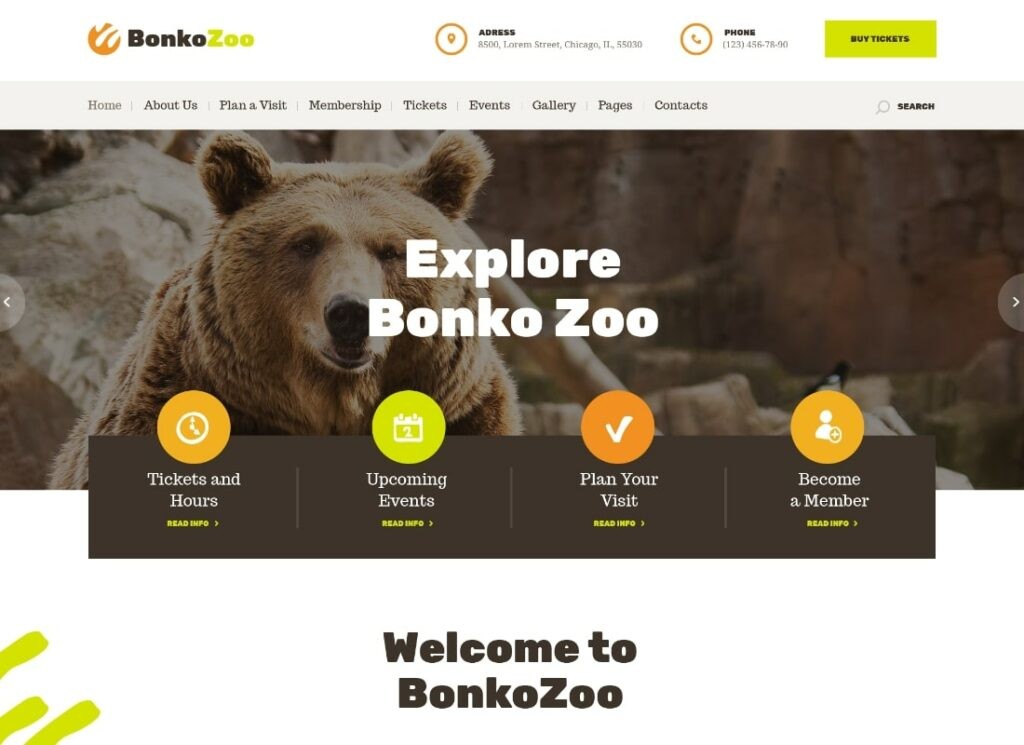 بونكو | موضوع Safari & Zoo WordPress