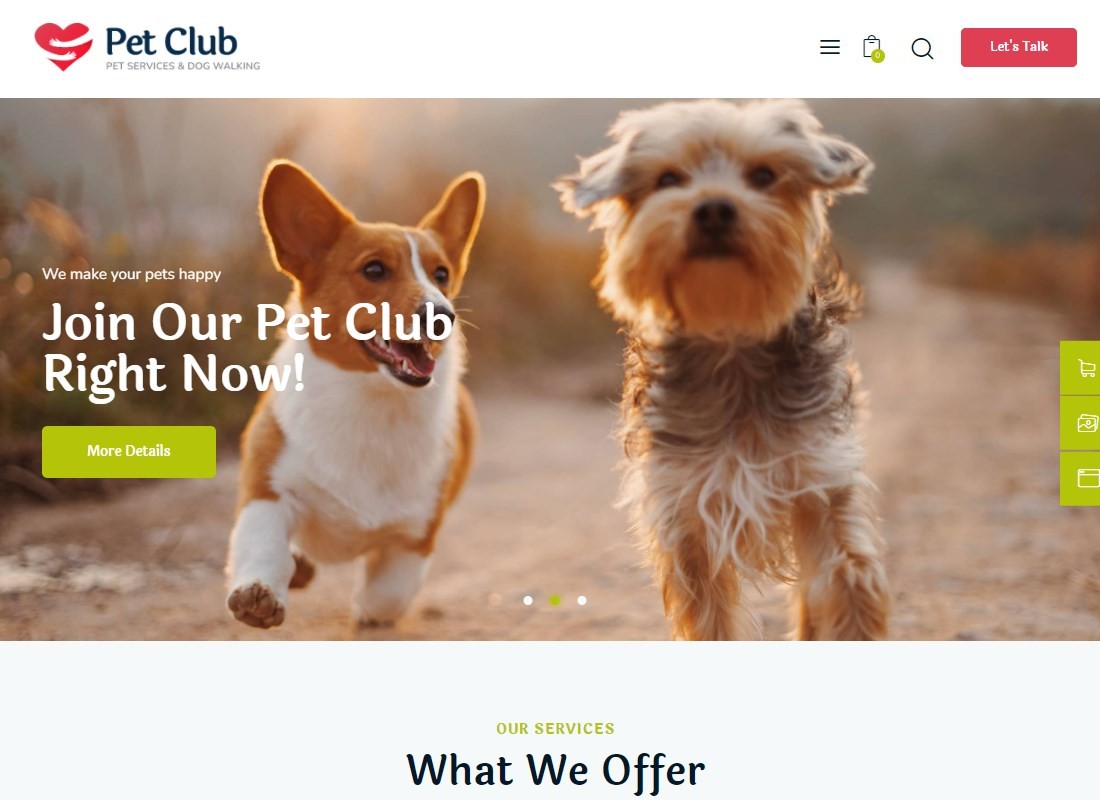 Pets Club - Tema WordPress Veterinário para Pet Shop e Criação de Animais