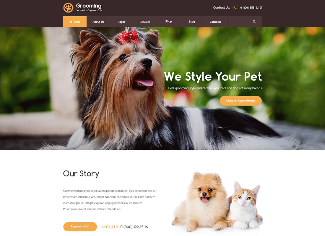 Pet Grooming / Pet Shop / Veterinária - Tema WordPress