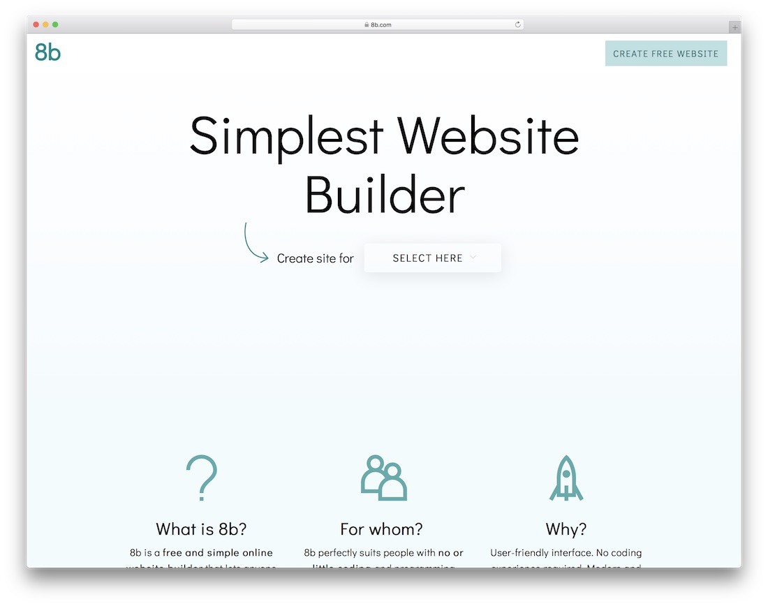 8b ücretsiz kişisel web sitesi oluşturucu