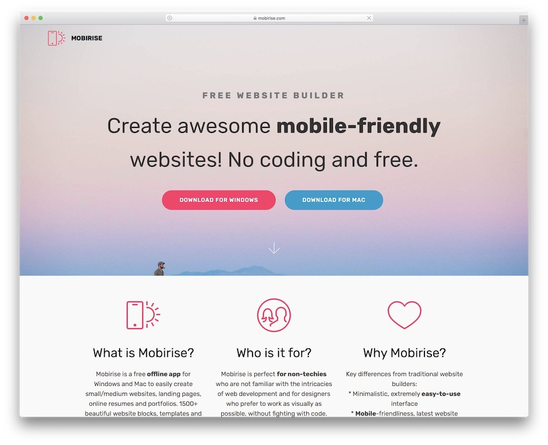 pembuat situs web mobirise untuk mac