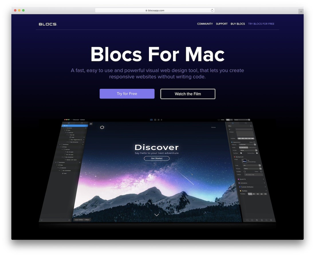 blok pembuat situs web untuk mac