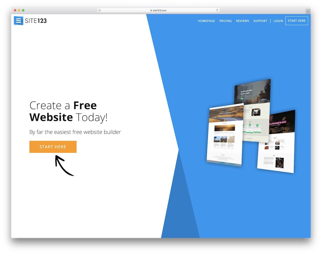 pembuat situs web site123 untuk mac