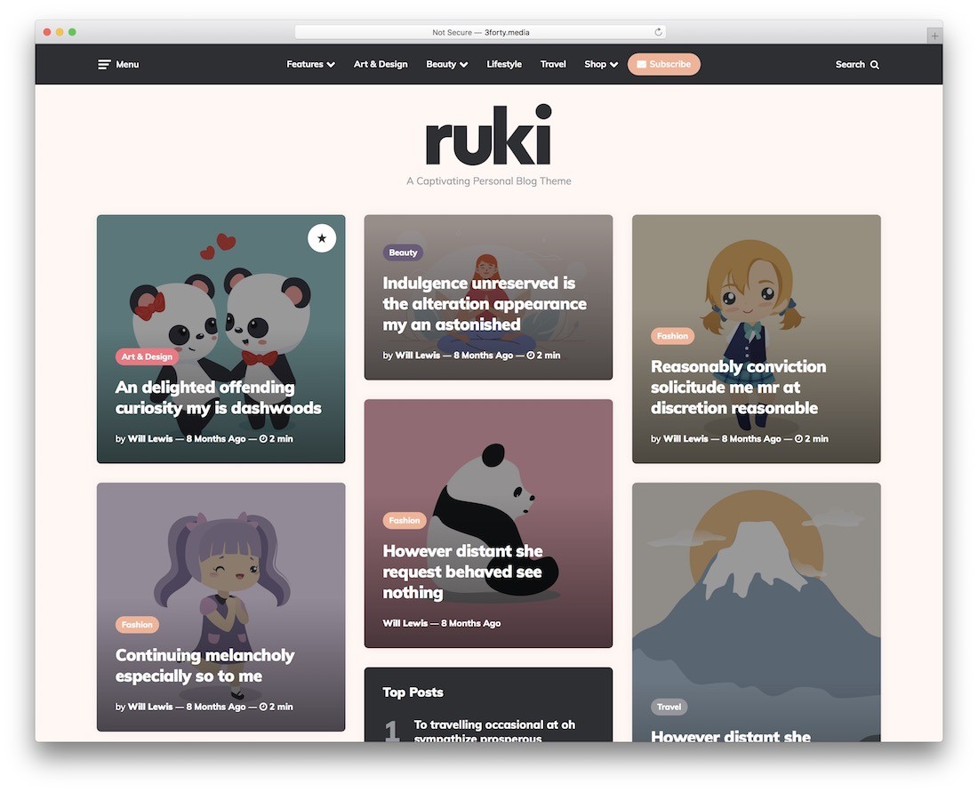 作家的 ruki wordpress 主題