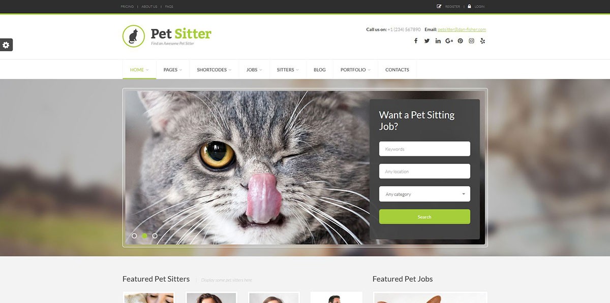 Pet Sitter - Thème WordPress réactif pour les sites d'emploi