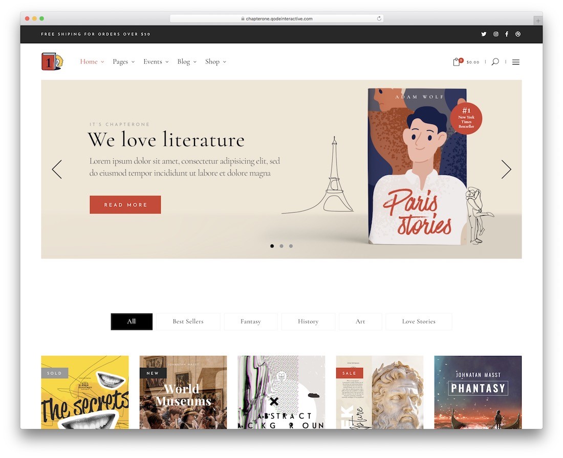 tema toko buku wordpress chapterone