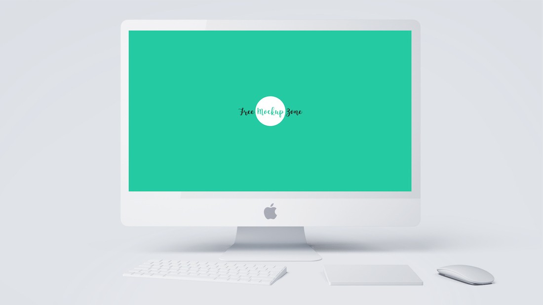 mockup iMac apel putih solid gratis