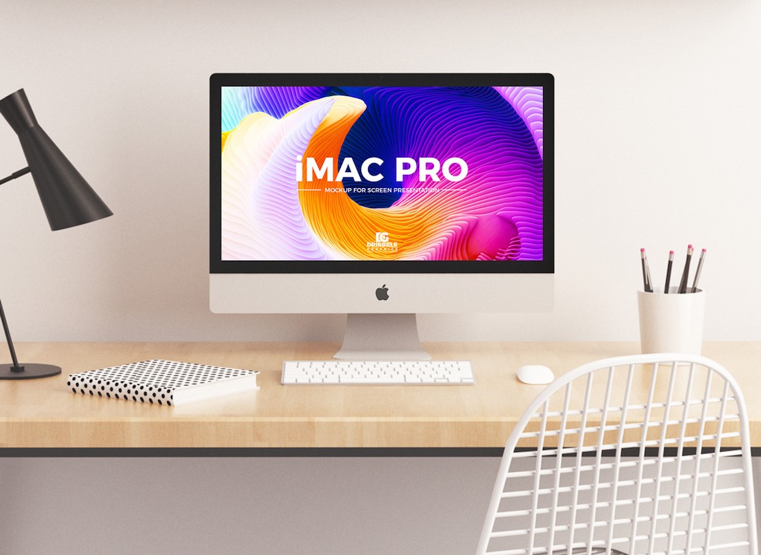 iMac pro mockup psd gratis untuk presentasi layar situs web 2018