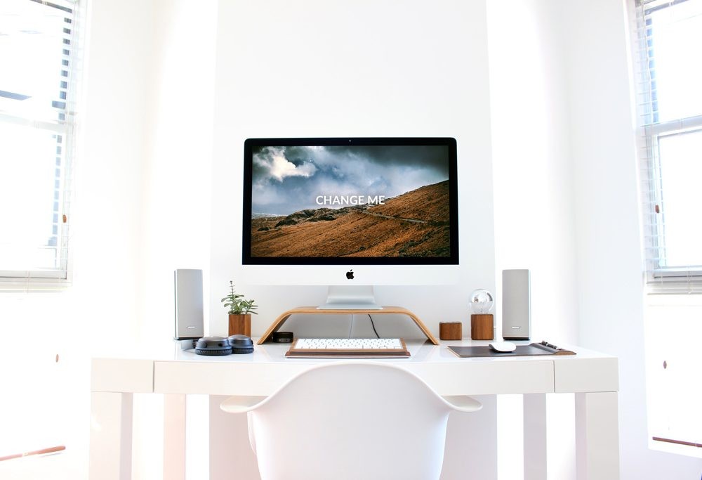 mockup kantor komputer imac gratis psd