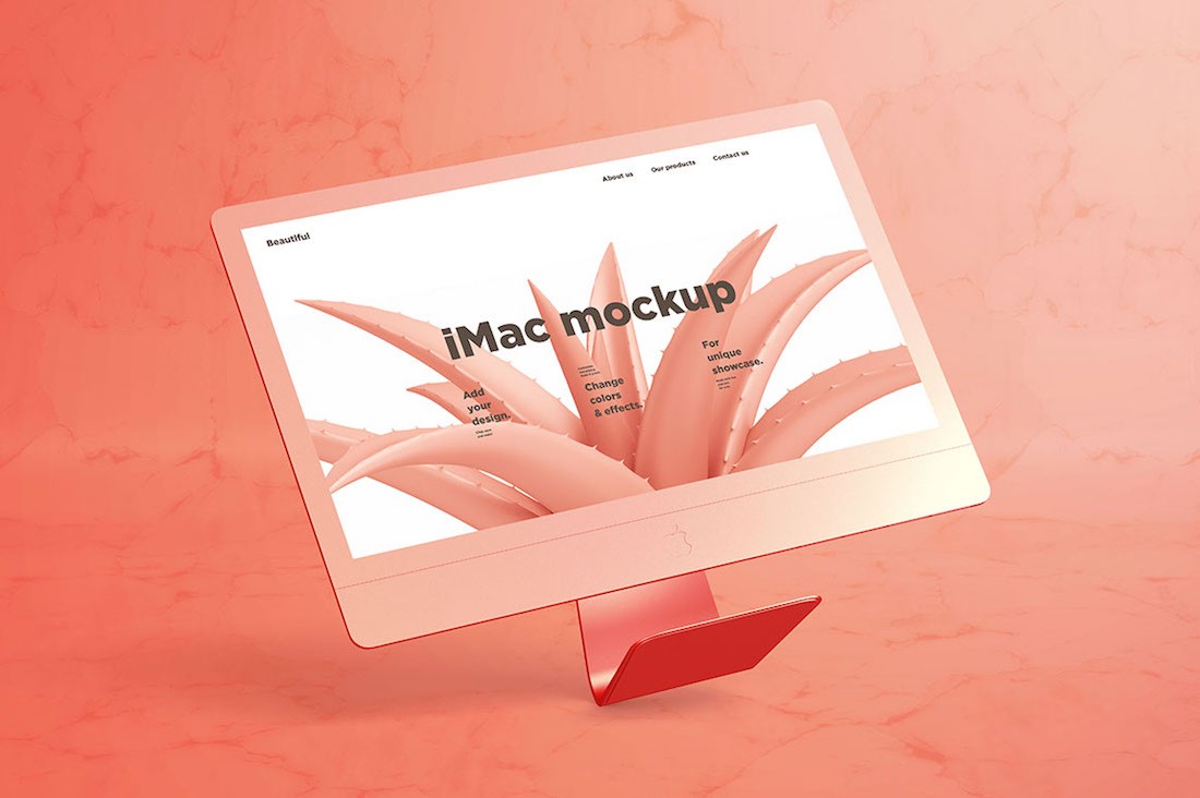 mockup iMac mengambang gratis