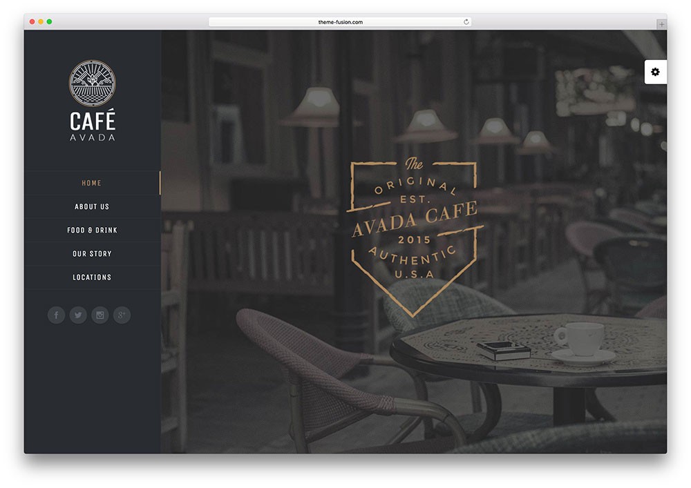 avada - tema WordPress kafe lokal