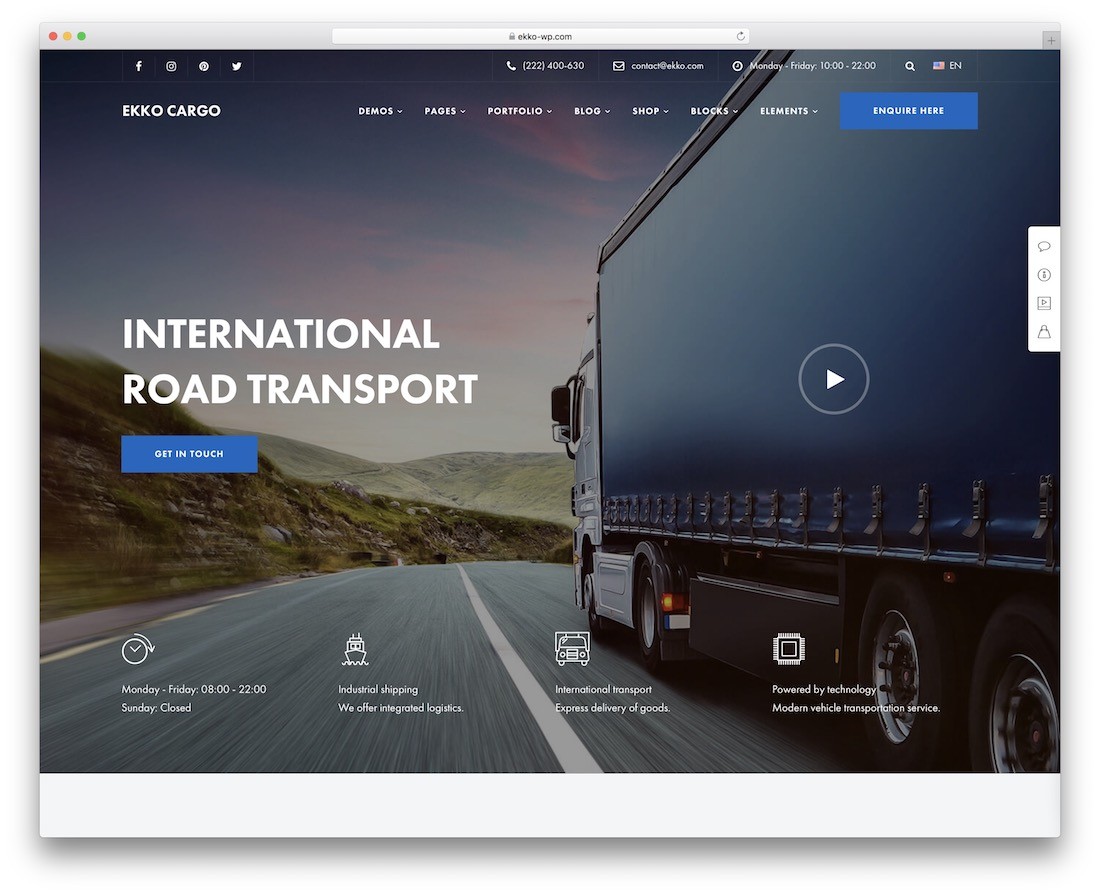 tema wordpress logistik transportasi ekko