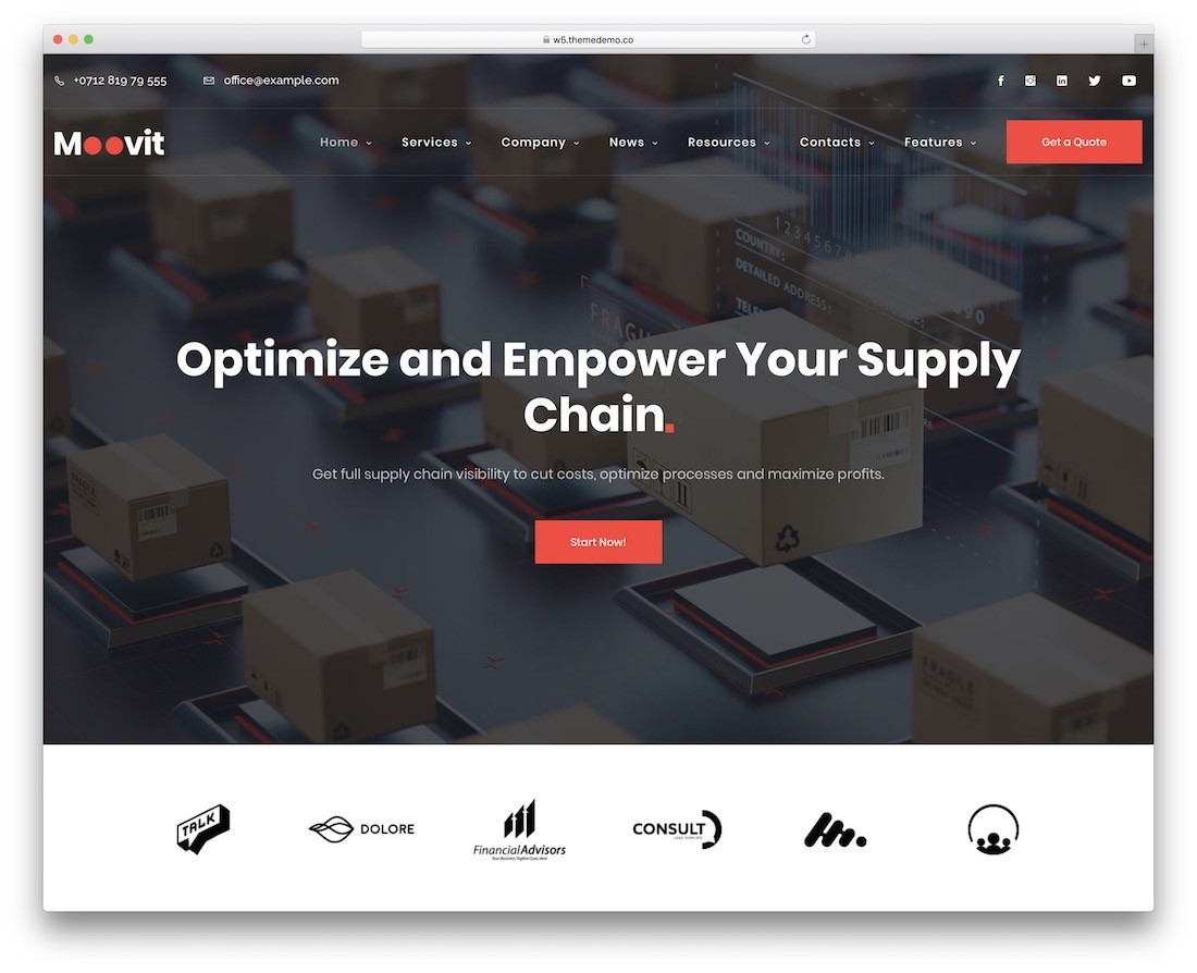 tema wordpress logistik transportasi kargo moovit