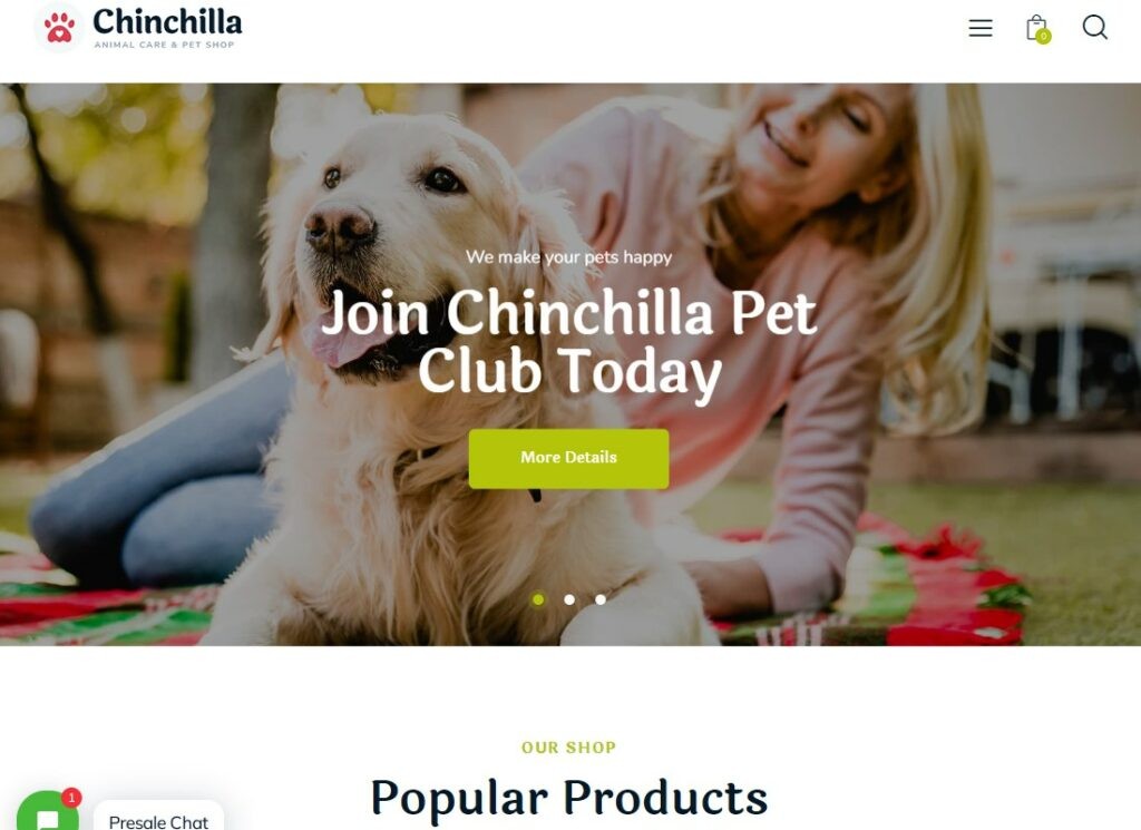 Chinchilla | Tema WordPress Perawatan Hewan & Toko Hewan Peliharaan