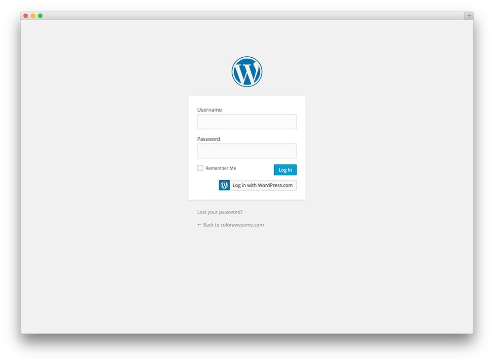 layar masuk wordpress