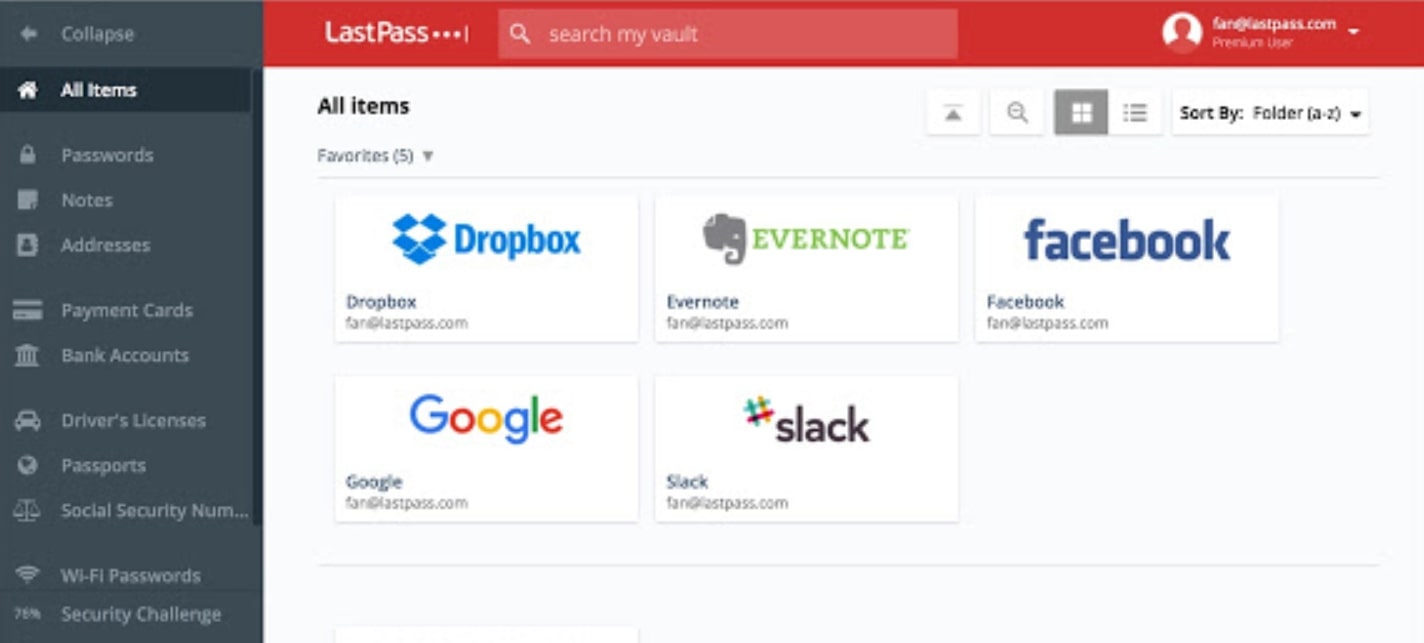 ส่วนขยายของ LastPass สำหรับ Google Chrome ที่ใช้งานอยู่