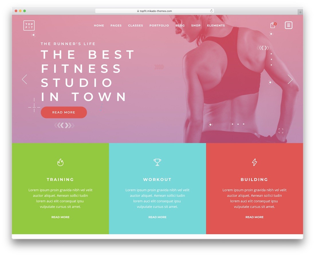 thème de remise en forme topfit wordpress