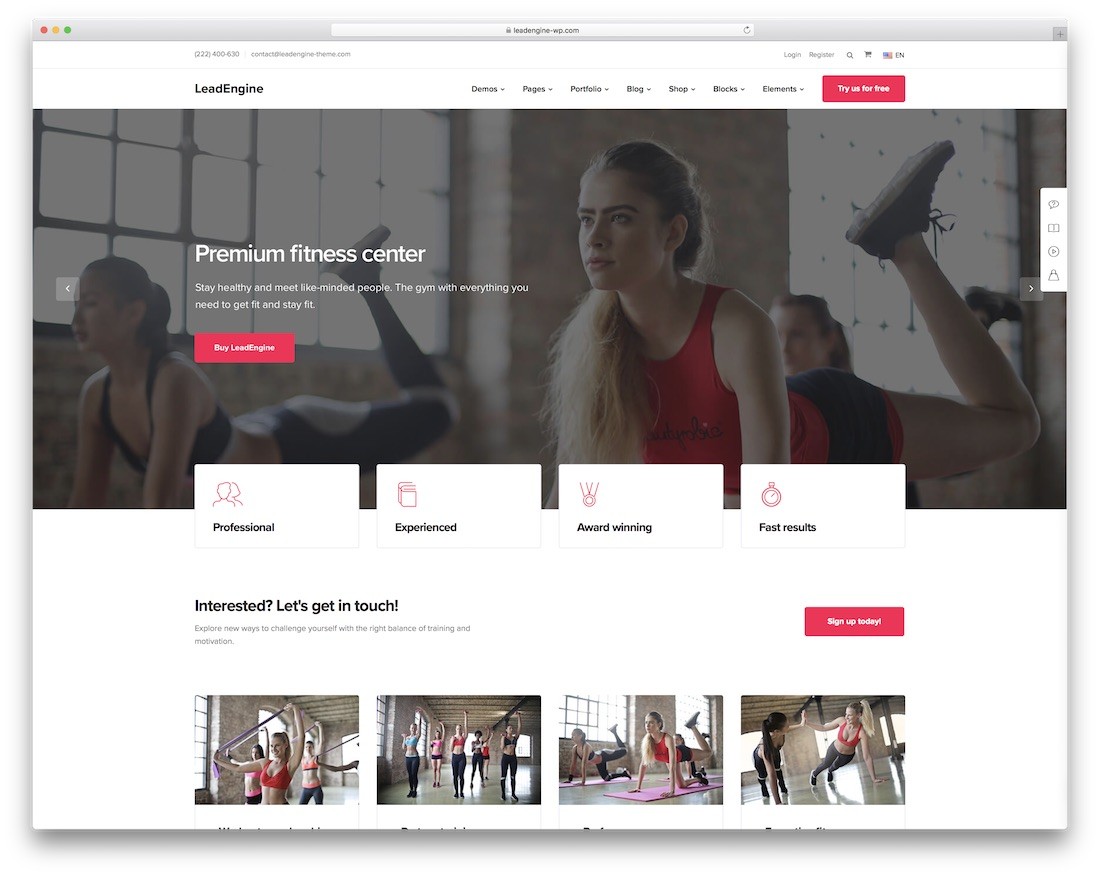 thème de remise en forme de leadengine wordpress