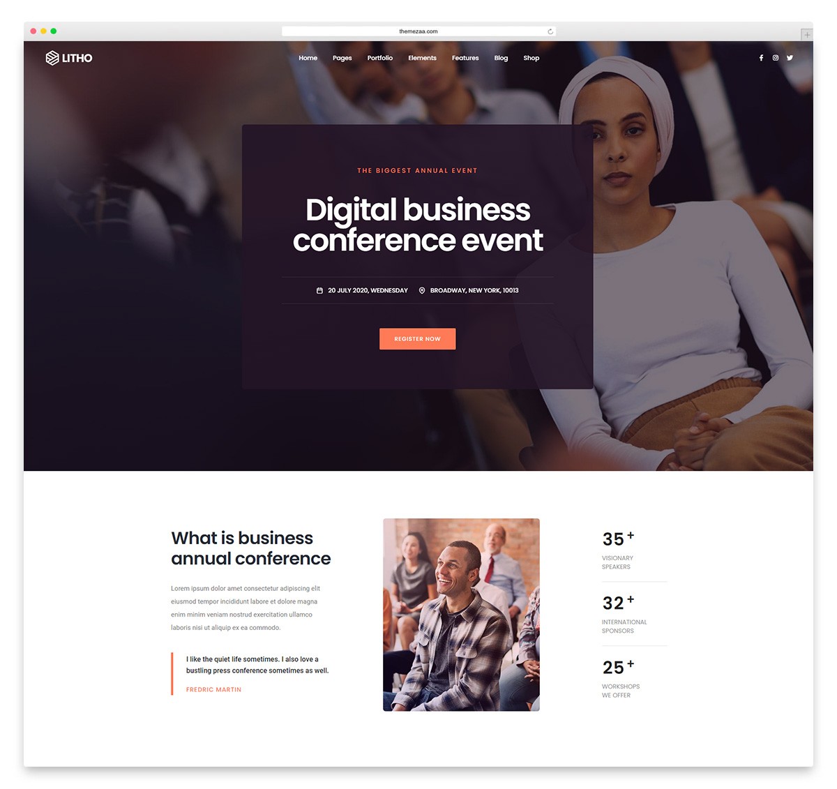 tema litho wordpress para conferencias y eventos