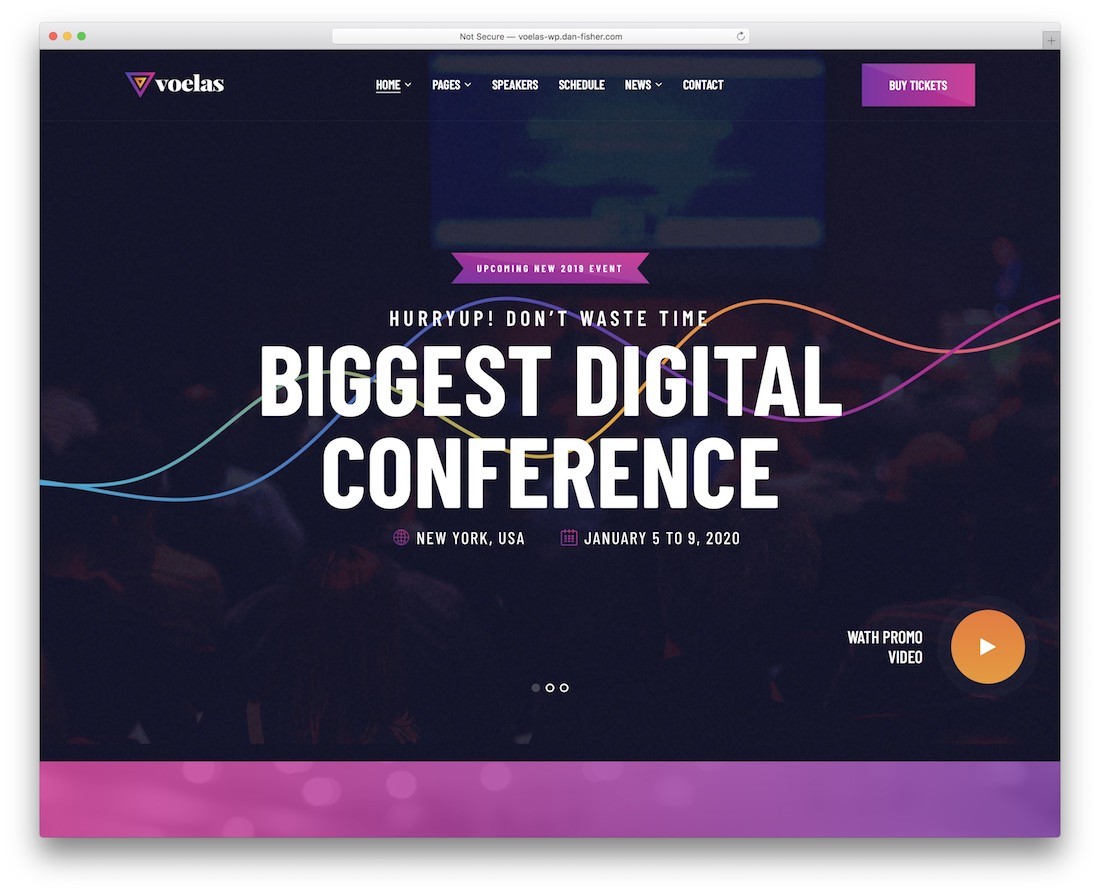 tema de wordpress voelas para conferencias y eventos