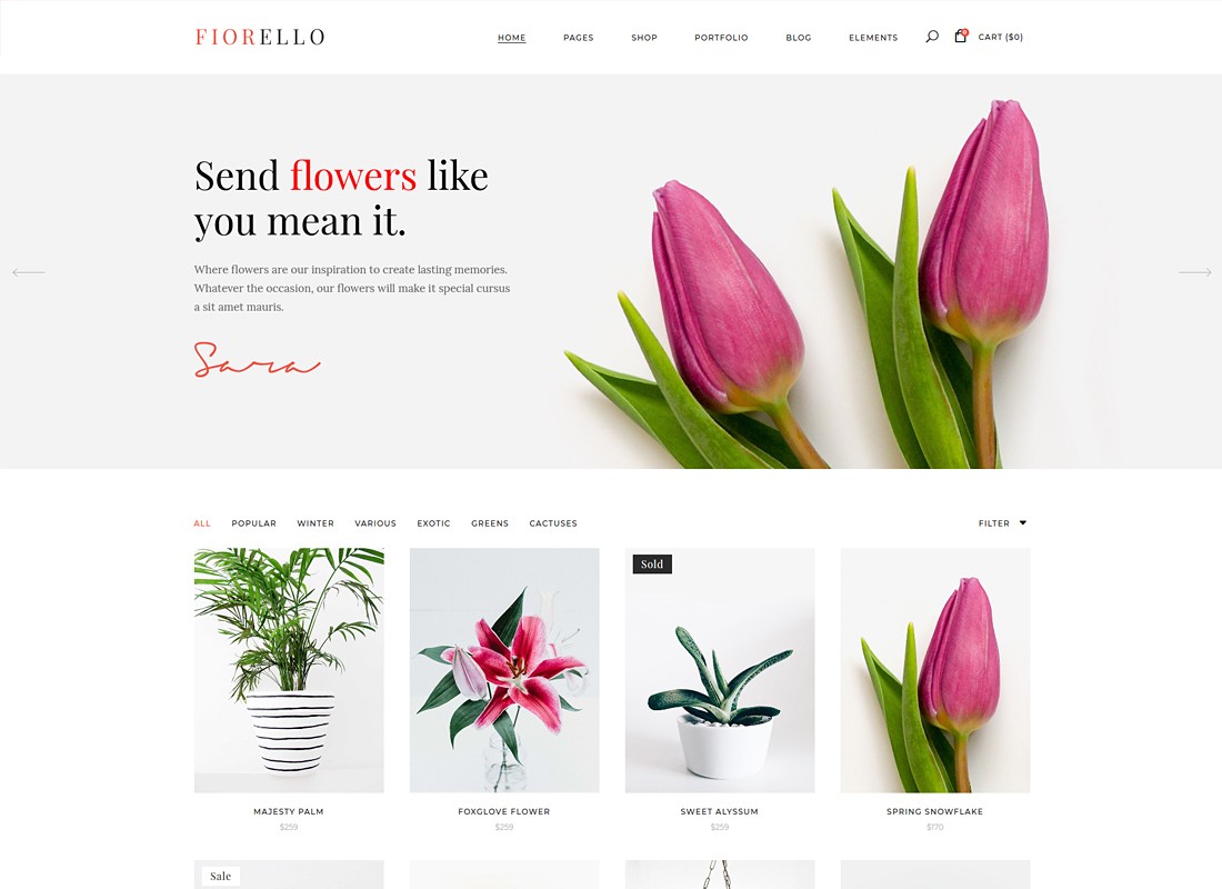 Fiorello | Un tema de WordPress WooCommerce para floristería y floristería